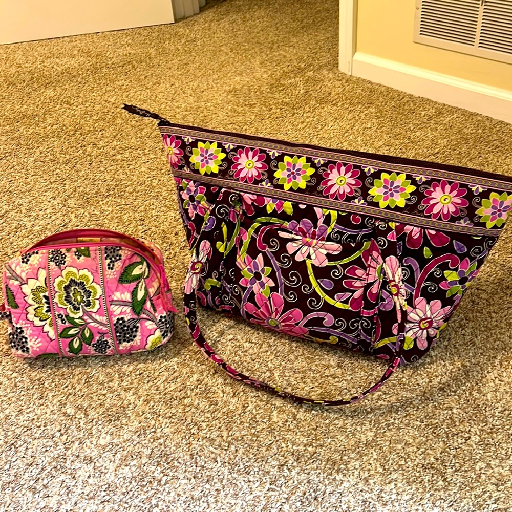 Vera Bradley weekender tote and makeup case